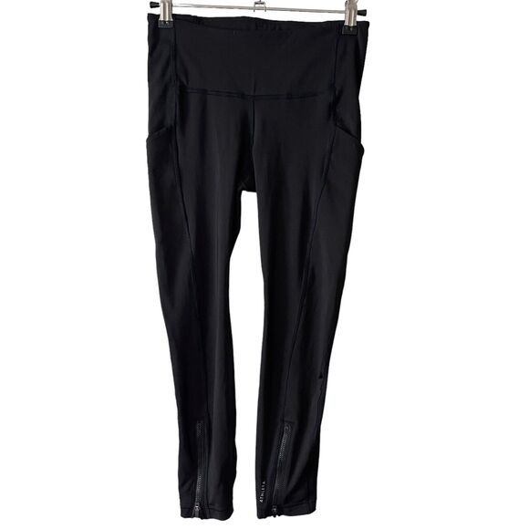 Athleta XS Leggings Ultimate Run 7/8 Tight Black Pockets Workout Stretch - Picture 1 of 10
